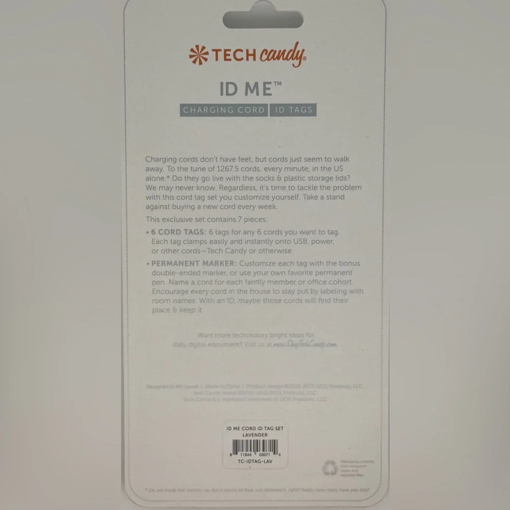 Tech Candy ID Me Charging Cord ID Tags To Label All Your Charging Cords Neatly